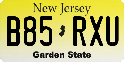 NJ license plate B85RXU