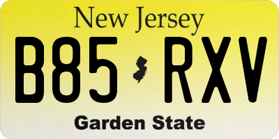 NJ license plate B85RXV