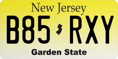 NJ license plate B85RXY