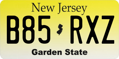 NJ license plate B85RXZ