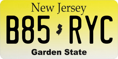 NJ license plate B85RYC