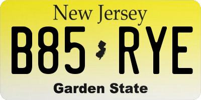 NJ license plate B85RYE