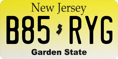 NJ license plate B85RYG