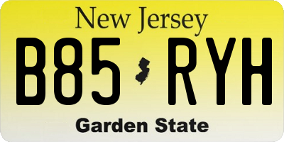 NJ license plate B85RYH