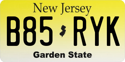 NJ license plate B85RYK