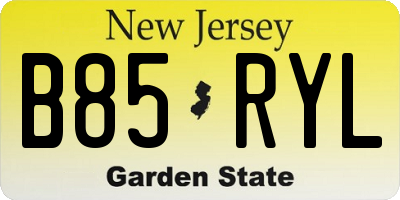 NJ license plate B85RYL