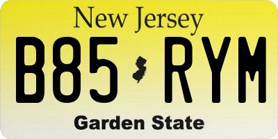 NJ license plate B85RYM