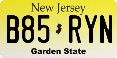 NJ license plate B85RYN