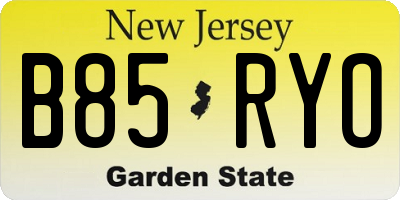 NJ license plate B85RYO