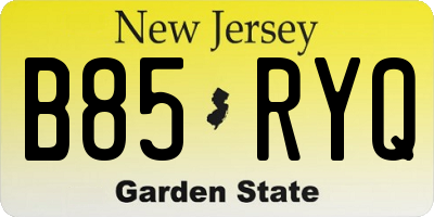 NJ license plate B85RYQ