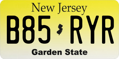 NJ license plate B85RYR