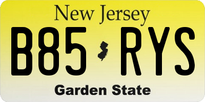 NJ license plate B85RYS