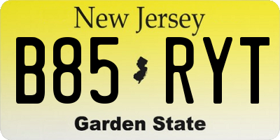 NJ license plate B85RYT