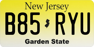 NJ license plate B85RYU