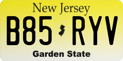 NJ license plate B85RYV
