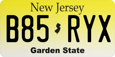 NJ license plate B85RYX
