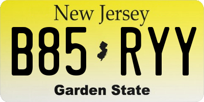 NJ license plate B85RYY