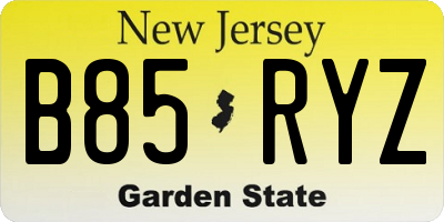NJ license plate B85RYZ