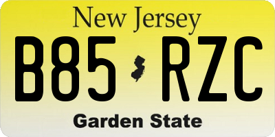 NJ license plate B85RZC