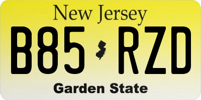 NJ license plate B85RZD