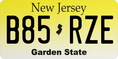 NJ license plate B85RZE