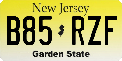 NJ license plate B85RZF