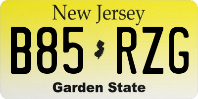 NJ license plate B85RZG