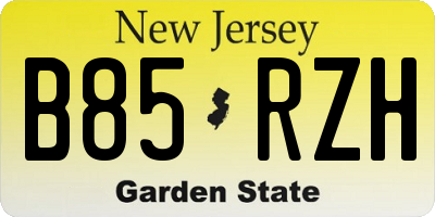 NJ license plate B85RZH