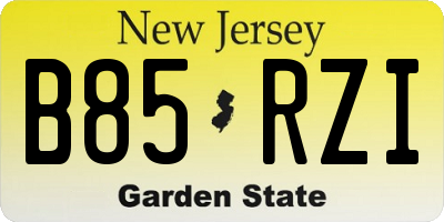 NJ license plate B85RZI