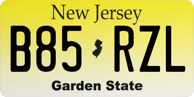 NJ license plate B85RZL