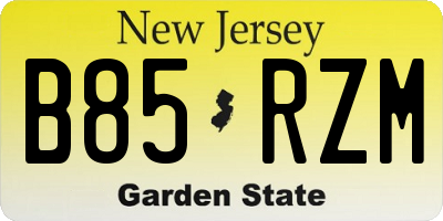 NJ license plate B85RZM