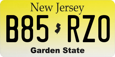 NJ license plate B85RZO