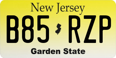 NJ license plate B85RZP