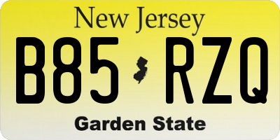 NJ license plate B85RZQ