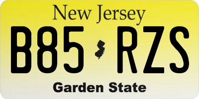 NJ license plate B85RZS