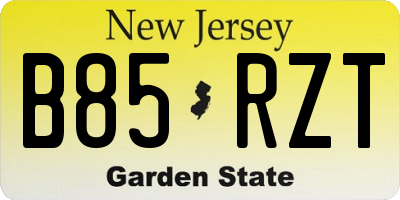 NJ license plate B85RZT