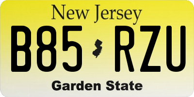 NJ license plate B85RZU