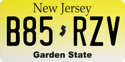 NJ license plate B85RZV