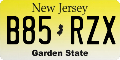 NJ license plate B85RZX