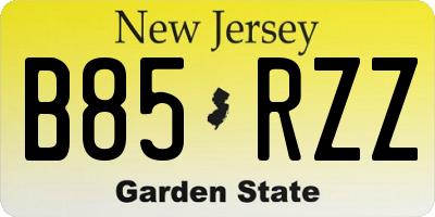NJ license plate B85RZZ