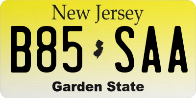 NJ license plate B85SAA
