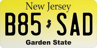 NJ license plate B85SAD