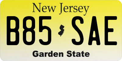 NJ license plate B85SAE