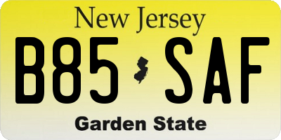 NJ license plate B85SAF