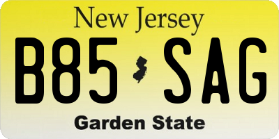 NJ license plate B85SAG