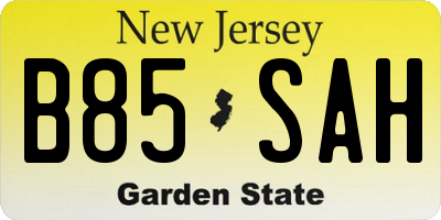 NJ license plate B85SAH