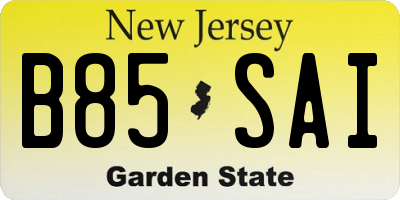 NJ license plate B85SAI