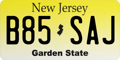 NJ license plate B85SAJ