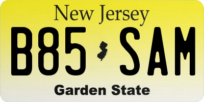 NJ license plate B85SAM