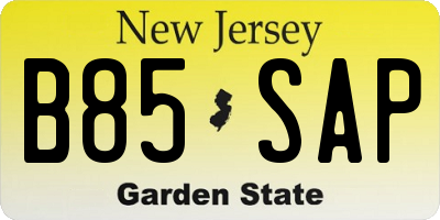 NJ license plate B85SAP